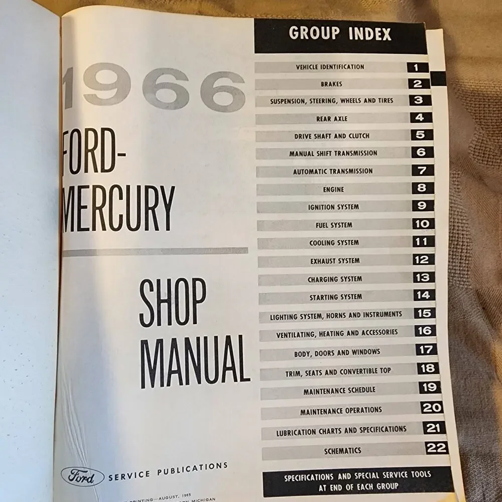 1966 Ford and Mercury Shop Manual August 1965 First Printing